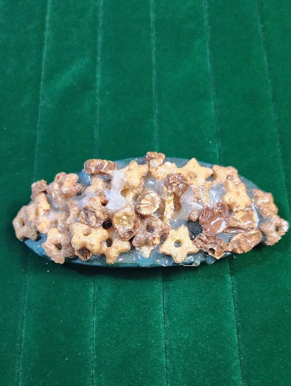 Vintage 1980s Organic Resin Stone Hair Barrette Brutalist Earth Tone Statement